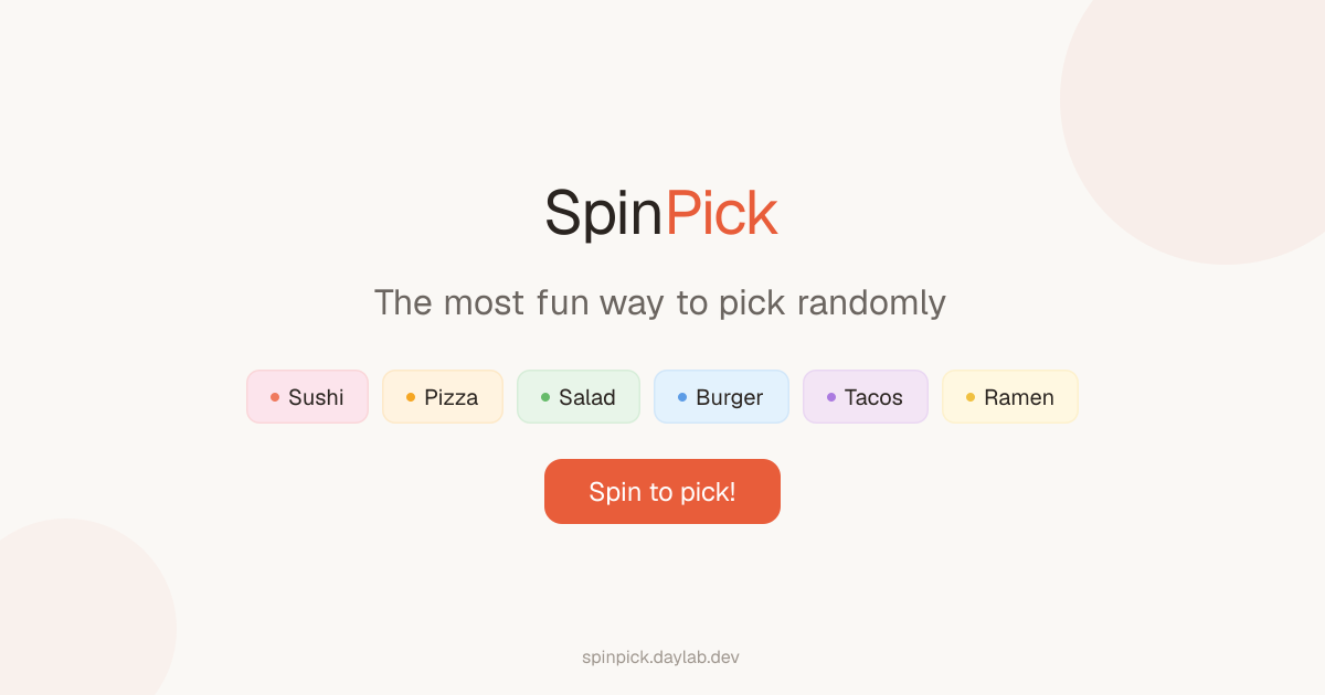 SpinPick — Random Wheel Spinner